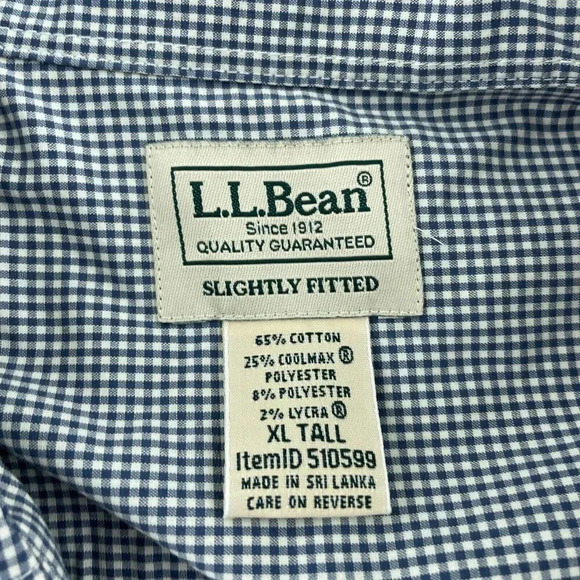 L.L. Bean Mens Blue Checkered Long Sleeve Shirt XL Tall Cotton & Polyester 3486 - Picture 3 of 7